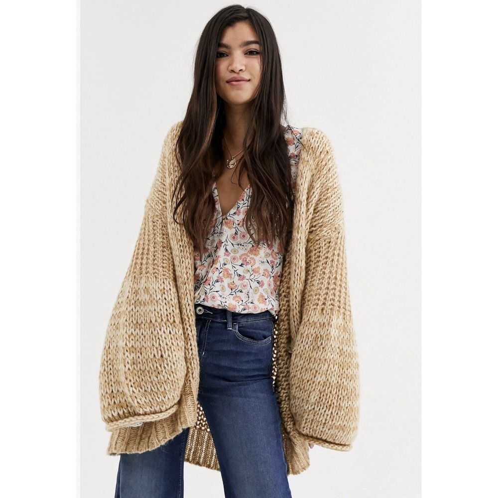 Free People Home Town Bell Sleeve Sweater Cardigan Wool Alpaca S Boho Oversized